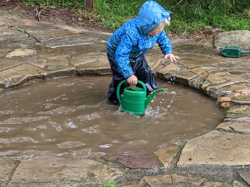 Little Kindy enjoys the rain
