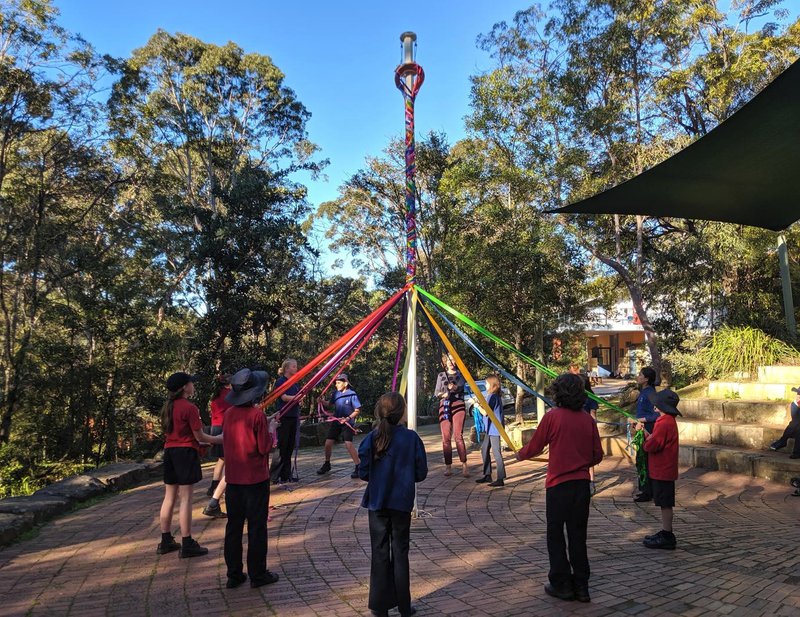 Class 5 learn the traditional Maypole dance