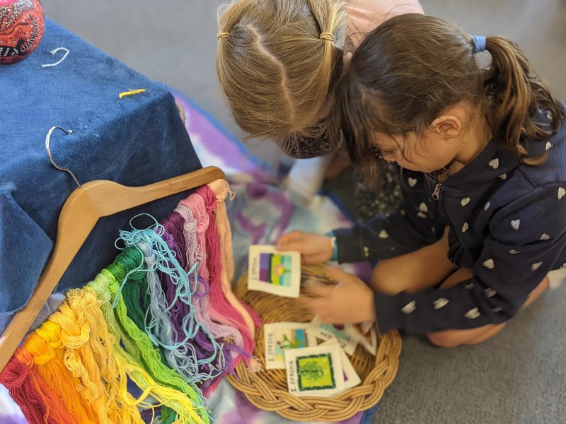 Class 2 making Seasonal Wall Hanging