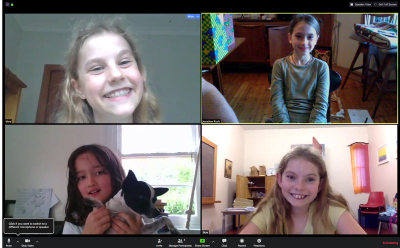 Class 4 girls ZOOM together