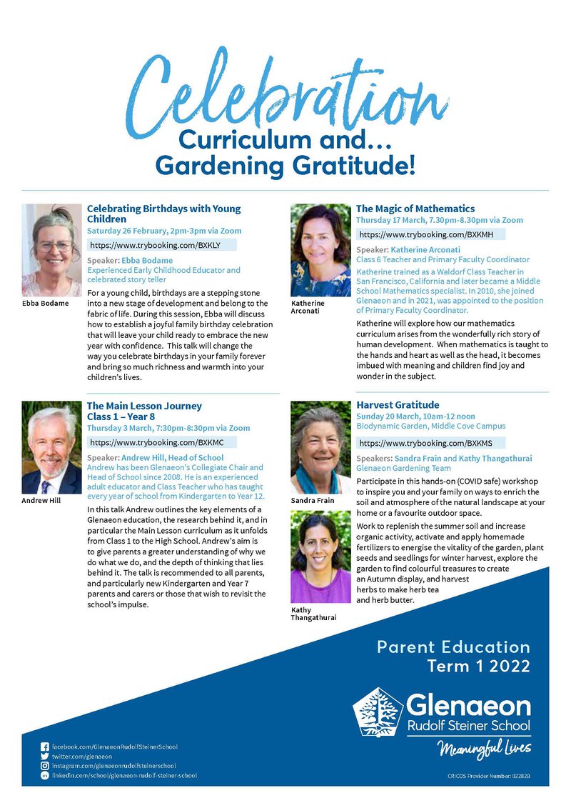 Term 1 Parent Education Program: Celebration, Curriculum and Gardening Gratitude!