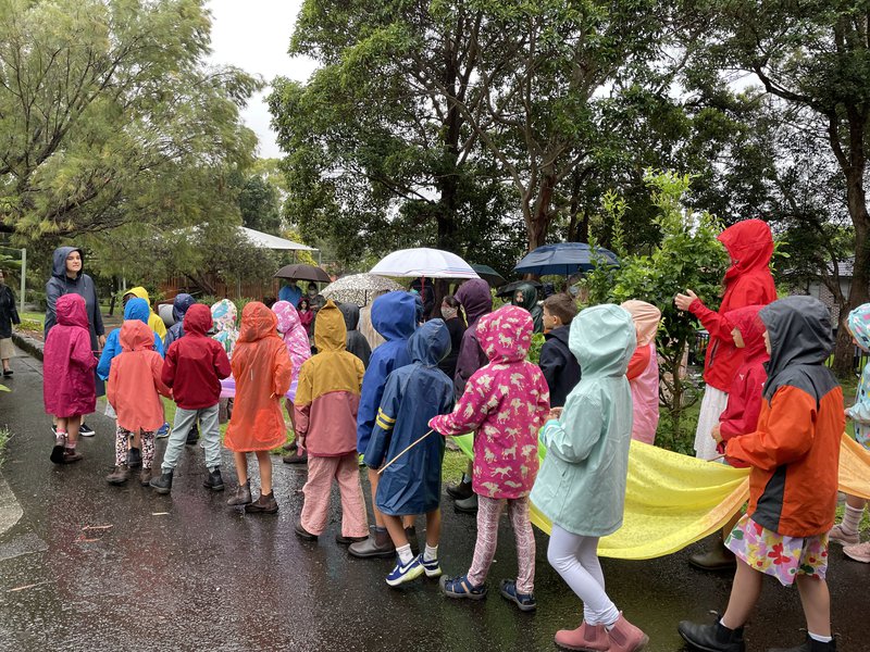 Class 1 walk the Rainbow Bridge