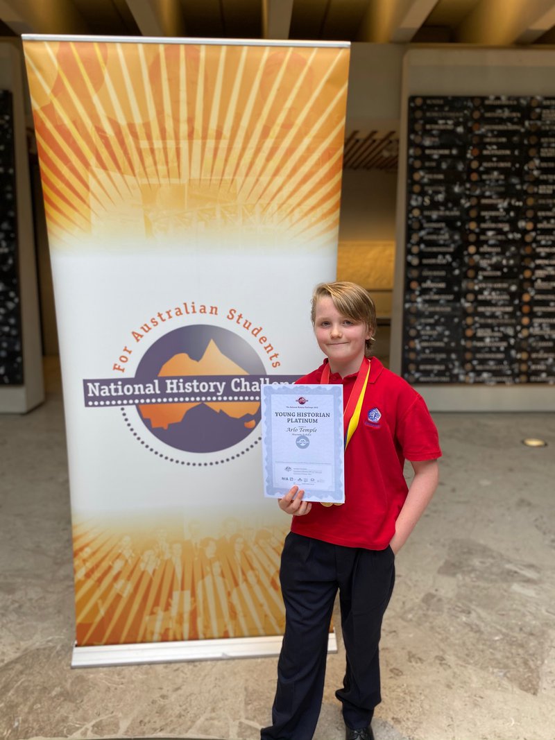 Year 5 Student Arlo Temple a National Winner in the National History Challenge 2020