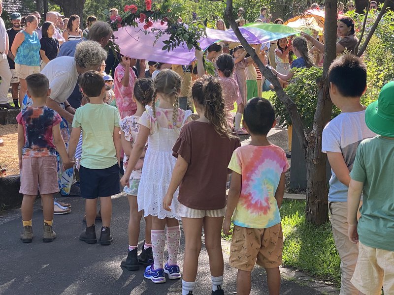 Class 1 walk the Rainbow Bridge
