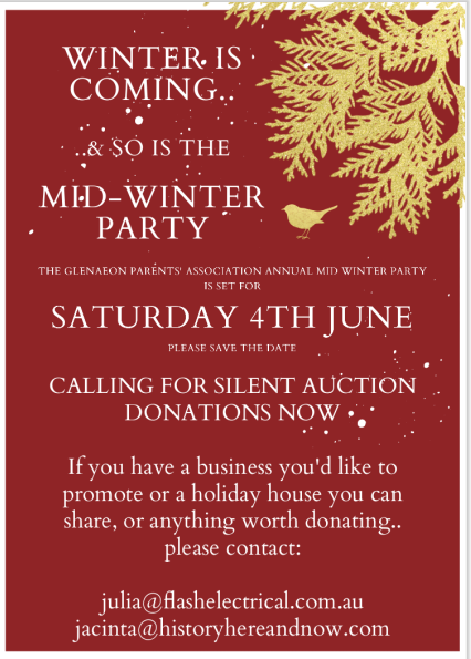 Mid Winter Party - Save the Date SAT 4th JUNE & call for prize donations