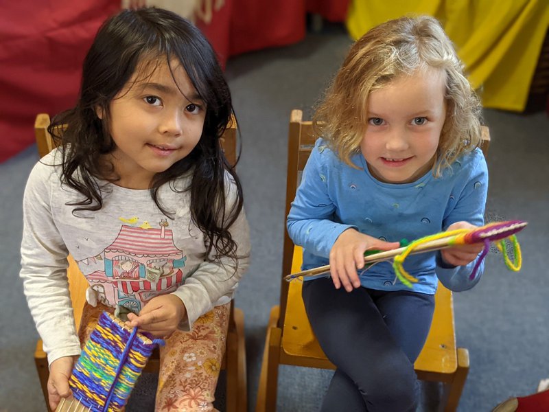 Class 1 begin weaving recorder bags