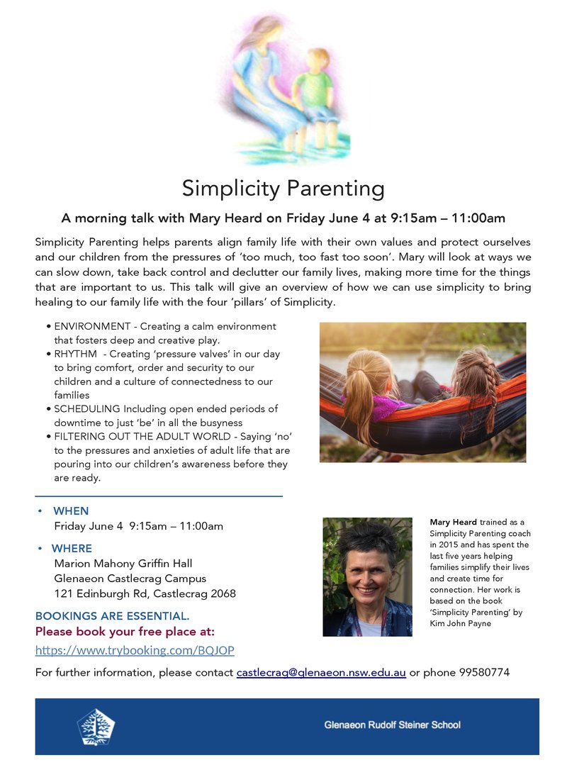FRI 04 JUN: Simplicity Parenting with Mary Heard